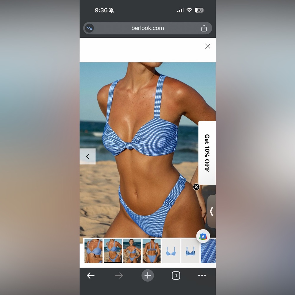 Stylish Blue Checkered Bikini Set